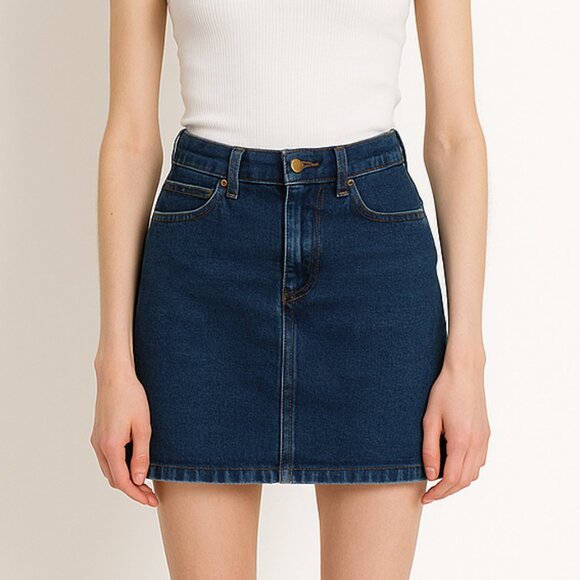 J. Crew Dresses & Skirts - J.Crew Blue Denim Mini Skirt Size 4 Classic High Rise Straight Vintage Look 90s